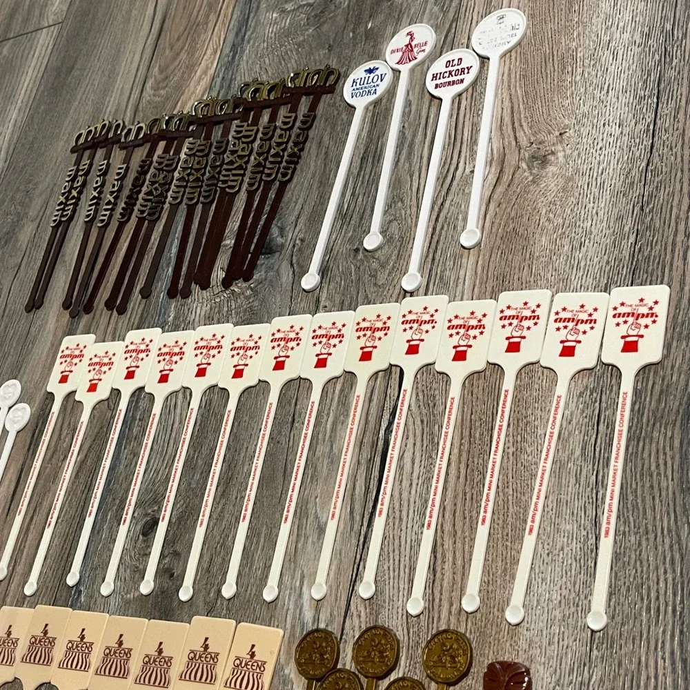 75 Vintage Las Vegas Casino Cocktail Swizzle Sticks Stirrers Caesars Maxim Tiki